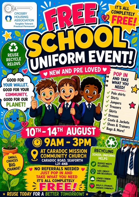 Free School Uniform Event Poster