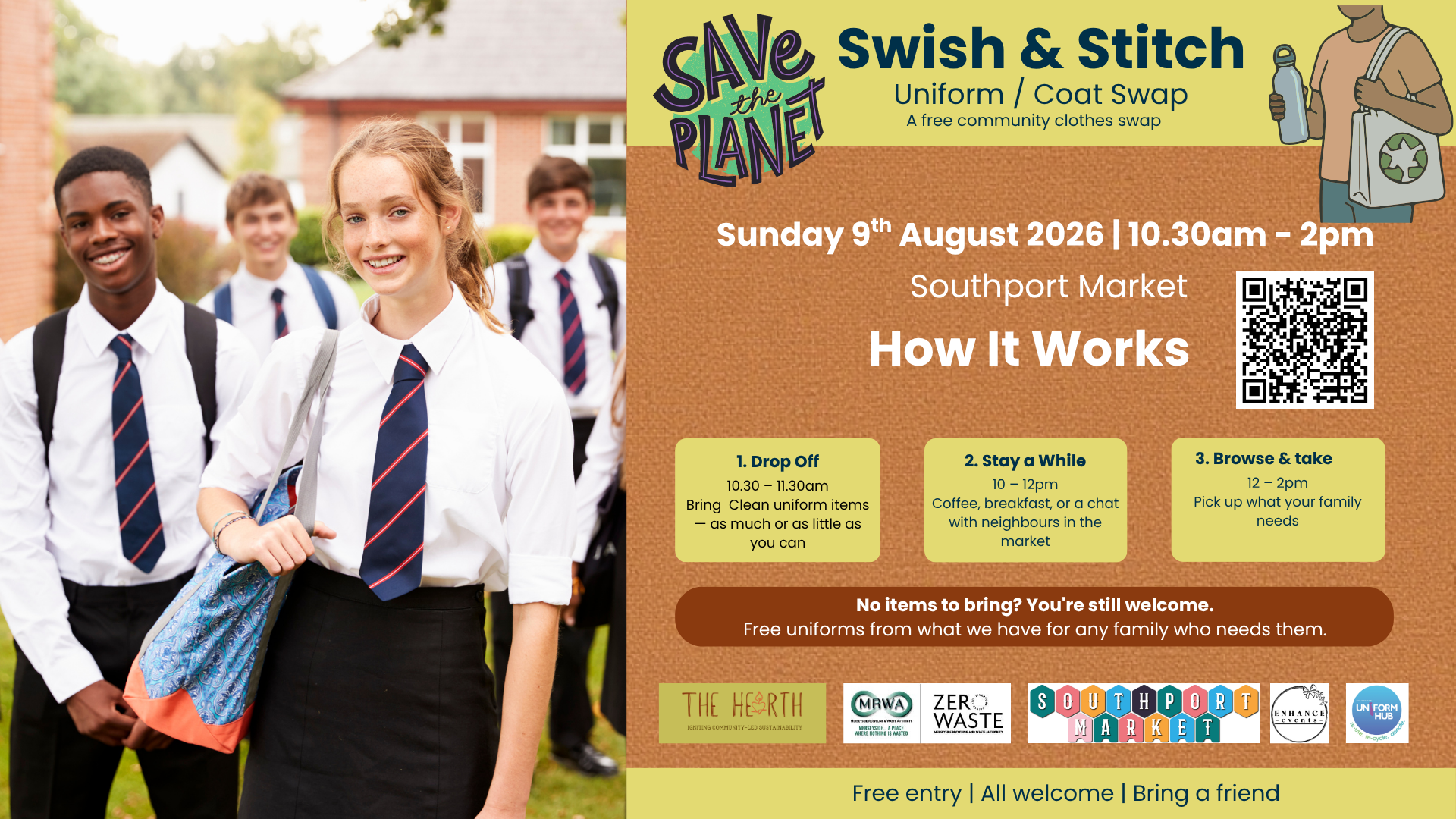 Swish & Stitch Uniform and Coat Swap Poster